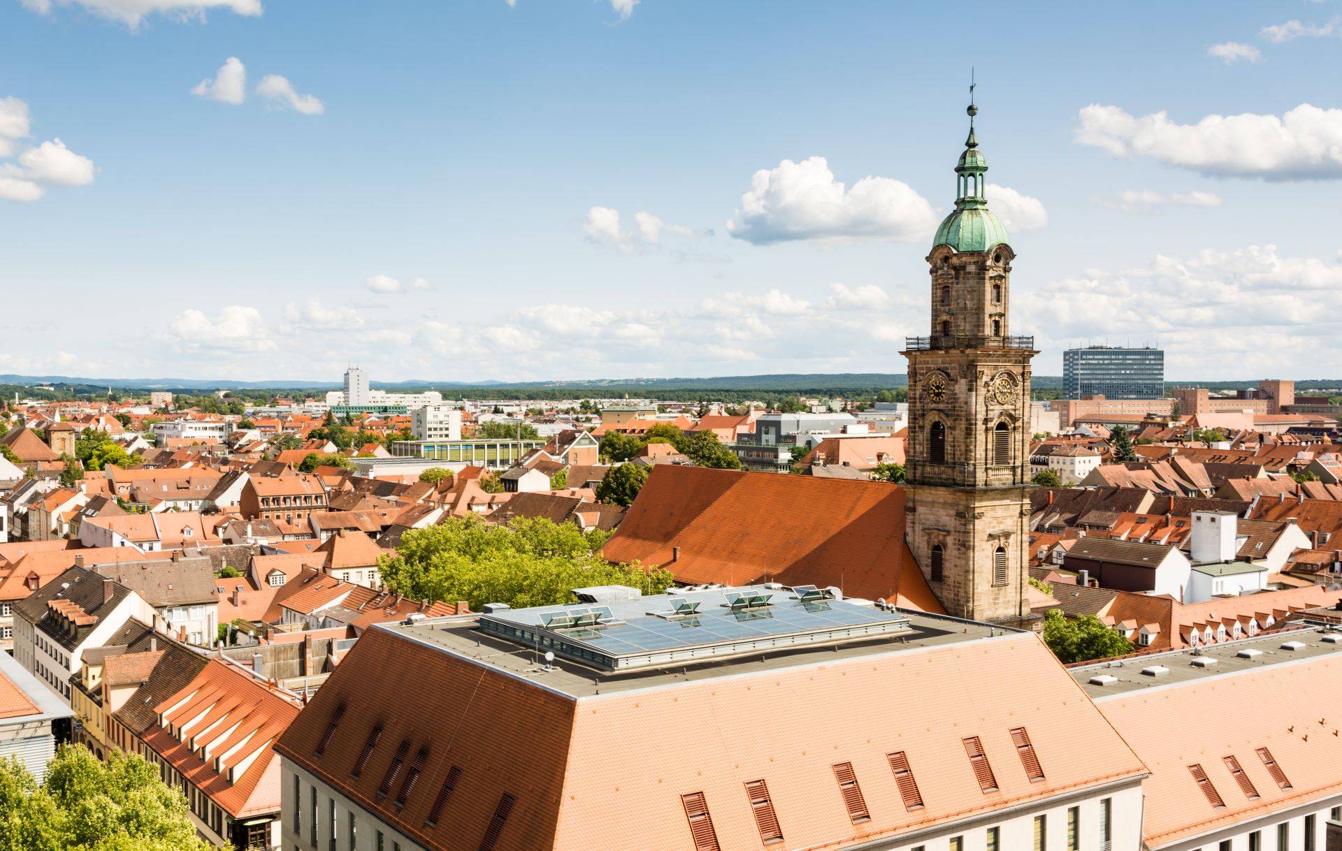 Stadtansicht von Erlangen mit Marktkirche